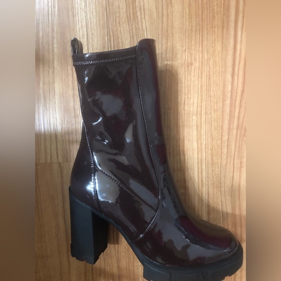 Aldo Illanna brown patent pull-on lug sole heeled ankle boots size 10 new - Picture 8 of 15